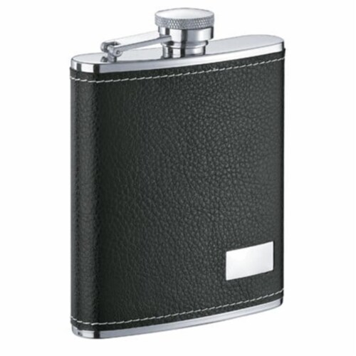 Visol VF1113 Eclipse S Black Leather 6oz Flask Perspective: front