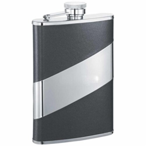 Visol VF2025 Descent Black Leather 8-oz. Flask Perspective: front