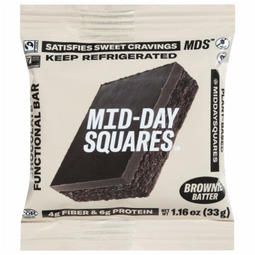 Mid-Day Squares Brownie Batter Protein Energy Bars Perspective: front