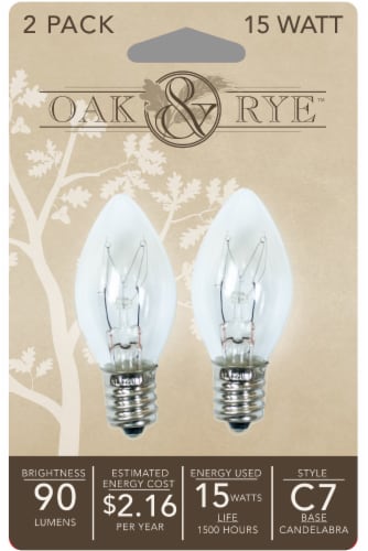 Oak & Rye 15-Watt C7 Light Bulbs - Clear Perspective: front