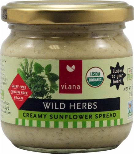 Viana Organic Wild Herbs Creamy Sunflower Spread Perspective: front