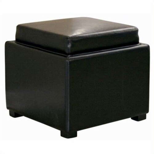 Tate Storage Ottoman in Black Perspective: front