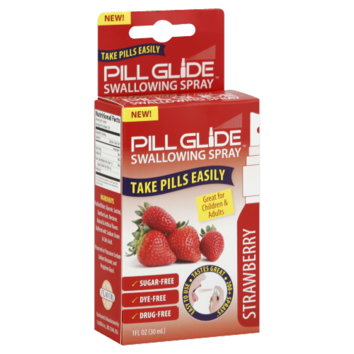 Pill Glide Swallowing Spray Strawberry Perspective: front