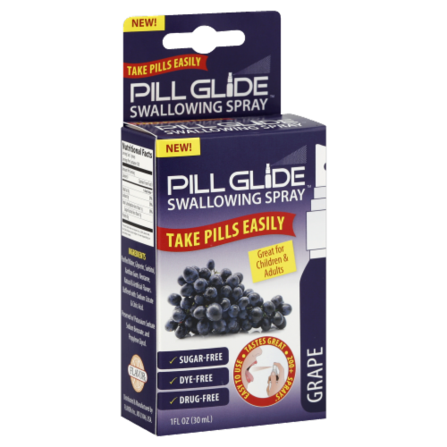Pill Glide Swallowing Spray Grape Perspective: front