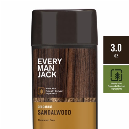 Every Man Jack Mens Deodorant Stick Sandalwood Aluminum-Free Perspective: front