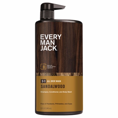 Every Man Jack® Sandalwood Hydrating Mens 3-in-1 All Over Wash for All Skin and Hair Types Perspective: front