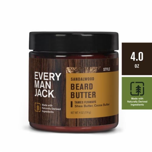 Every Man Jack® Sandalwood Hydrating Naturally Derived Beard Butter for Men Perspective: front