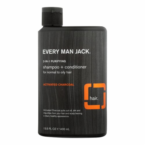 Every Man Jack Activated Charcoal 2 in 1 Shampoo & Conditioner Perspective: front