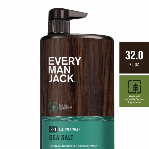 Every Man Jack® Sea Salt Hydrating Men's 3-in-1 All Over Wash for All Skin and Hair Types Perspective: front