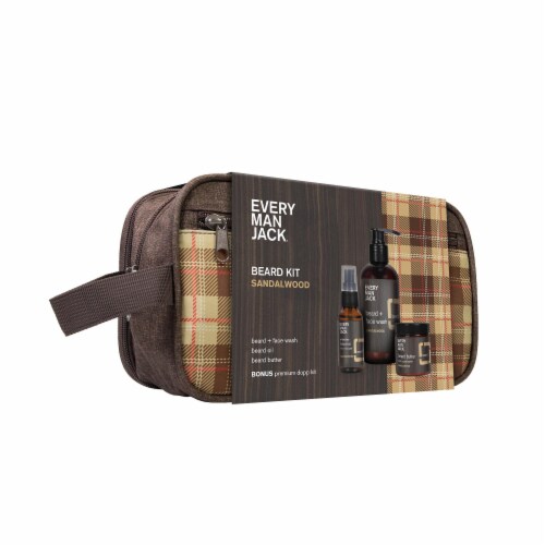 Every Man Jack Sandalwood Beard Kit Gift Set Perspective: front