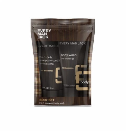 Every Man Jack 2 in 1 Shampoo and Sandalwood Body Wash Body Set Perspective: front