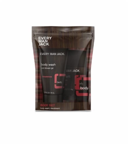 Every Man Jack Body Trial & Travel Pouch - Body Wash & Deodorant Cedarwood Perspective: front