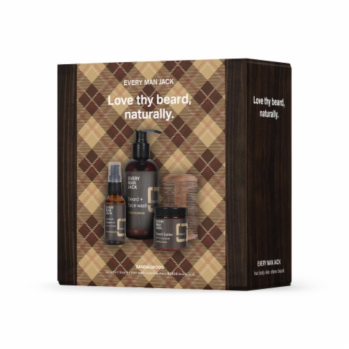 Every Man Jack Sandalwood Beard Box Kit Perspective: front