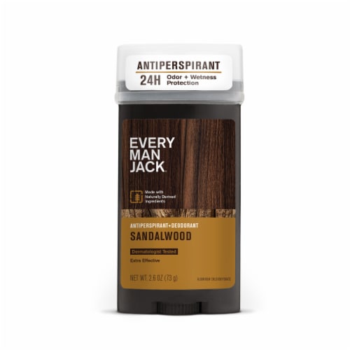 Every Man Jack® Men's Antiperspirant Deodorant Stick Sandalwood 24 Hour Odor & Wetness Protection Perspective: front