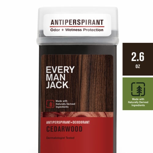 Every Man Jack Mens Antiperspirant Deodorant Stick, Cedarwood Perspective: front
