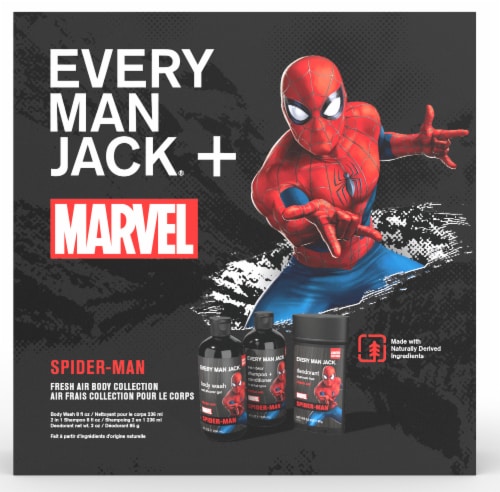 Every Man Jack Spider-Man Fresh Air Body Collection Gift Set Perspective: front