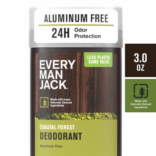 Every Man Jack Mens Aluminum Free Deodorant Stick, Coastal Forest Perspective: front