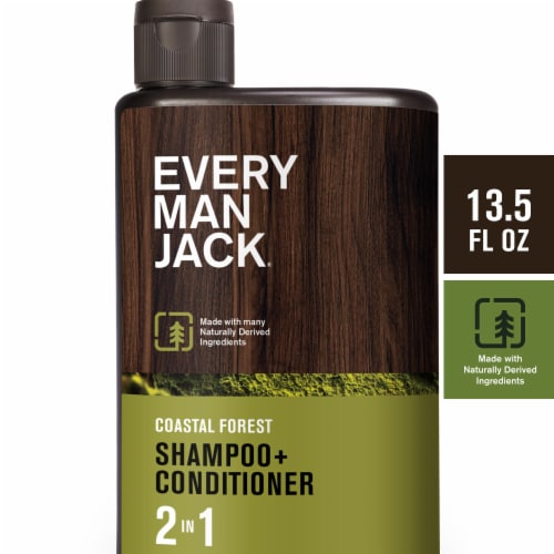 Every Man Jack Mens Daily 2 in 1 Shampoo and Conditioner, Coastal Forest Perspective: front