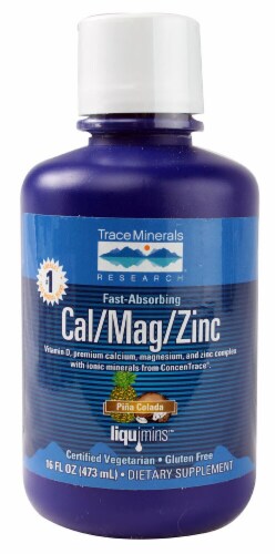Trace Minerals Research  Liquid Cal-Mag-Zinc   Pina Colada Perspective: front