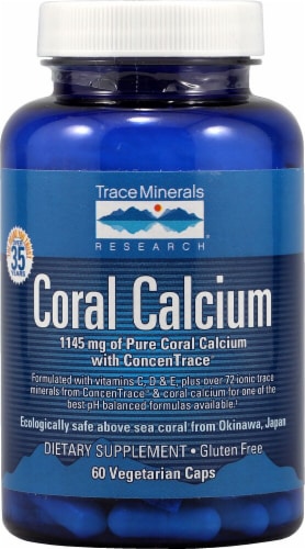 Trace Minerals Research Coral Calcium Vegetarian Capsules 1145mg Perspective: front