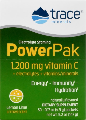 Trace Minerals Electrolyte Stamina Power Pak Lemon Lime Dietary Supplement Packets Perspective: front