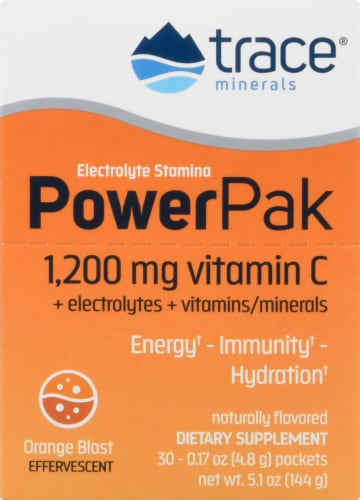 Trace Minerals Electrolyte Stamina Power Pak Orange Blast Dietary Supplement Packets Perspective: front