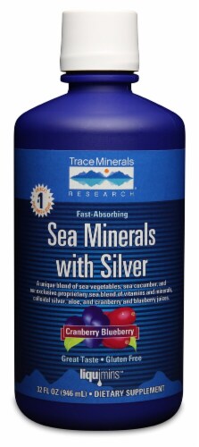 Trace Minerals Research  Sea Minerals with Silver   Cranberry Blueberry Perspective: front