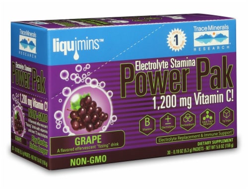 Trace Minerals Research  Electrolyte Stamina Power Pak   Grape Perspective: front