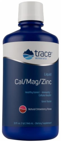 Trace Minerals Research  Liquid Cal/Mag/Zinc   Natural Strawberry Perspective: front