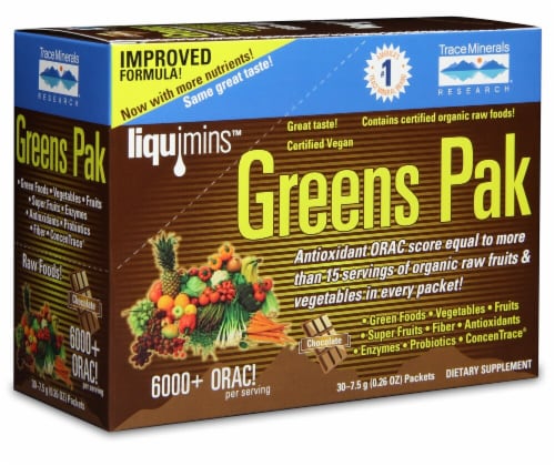 Trace Minerals Research  Greens Pak   Chocolate Perspective: front