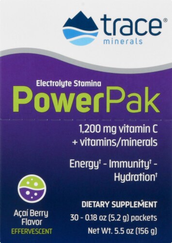 Trace Minerals Electrolyte Stamina Power Pak Acai Berry Dietary Supplement Packets Perspective: front