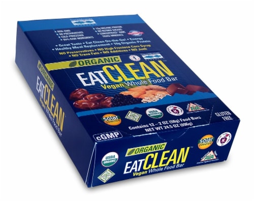 Trace Minerals Research  Organic EatClean Vegan Whole Food Bar   Chocolate Chip Perspective: front