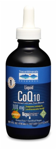 Trace Minerals Research  Liquid CoQ10 Dietary Supplement   Tangerine Perspective: front