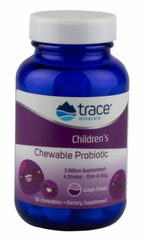 Trace Minerals Research  Children's Chewable Probiotic Dietary Supplement   Concord Grape Perspective: front