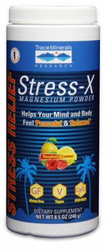 Trace Minerals Research  Stress-X Magnesium Powder   Raspberry Lemon Perspective: front
