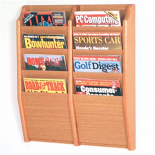 Wooden Mallet MR24-8LO Cascade 8 Pocket Magazine Rack in Light Oak Perspective: front