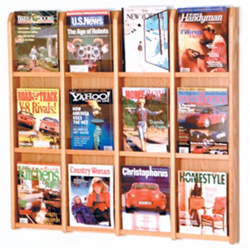 Wooden Mallet MM-12LO Divulge 12 Magazine Wall Display in Light Oak Perspective: front