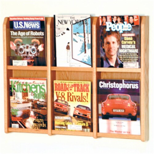 Wooden Mallet MM-6LO Divulge 6 Magazine Wall Display in Light Oak Perspective: front