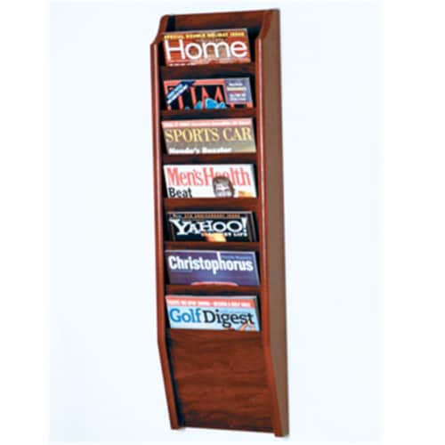 Wooden Mallet MR36-7MH Cascade 7 Pocket Magazine Rack in Mahogany Perspective: front