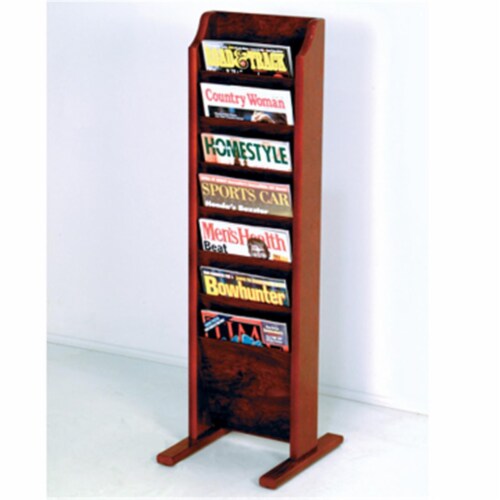 Wooden Mallet MR7-FSMH Cascade Free Standing 7 Pocket Magazine Rack in Mahogany Perspective: front