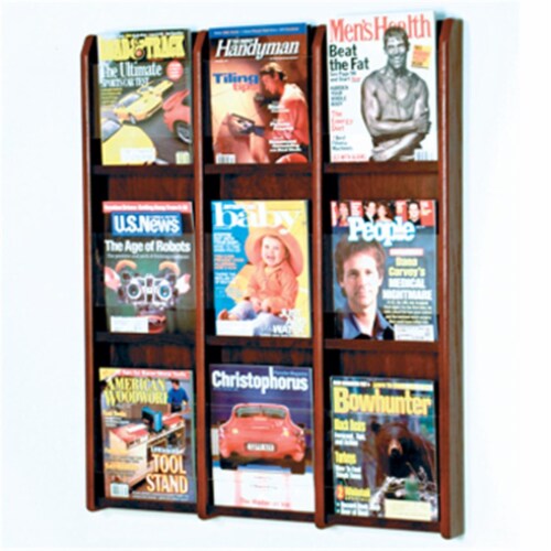 Wooden Mallet MM-9MH Divulge 9 Magazine Wall Display in Mahogany Perspective: front