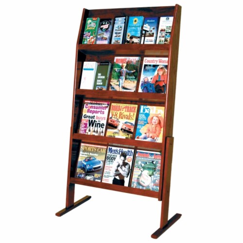 Wooden Mallet  4 x 6 in. Slope 24 Pocket Standing Literature Display - Mahogany Perspective: front