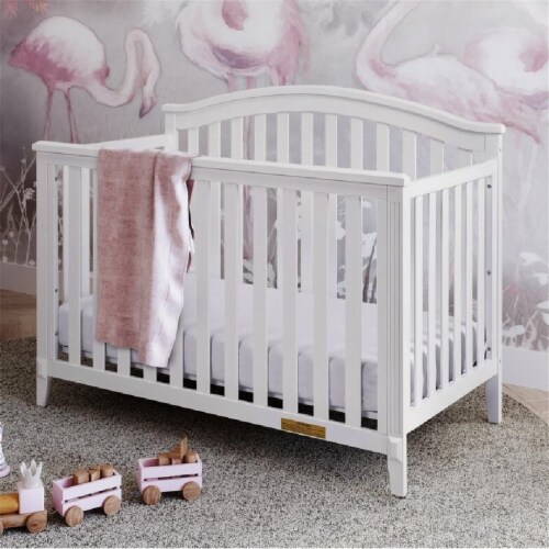 AFG Baby Furniture 457W-016W Kali II 4-in-1 Convertible Crib with Toddler Guardrail, White Perspective: front