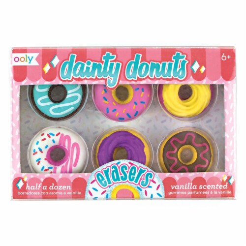 OOLY 112-078 Dainty Donuts Scented Erasers - Set of 6 - Pack of 18 Perspective: front