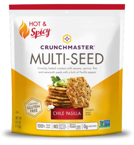 Crunchmaster Gluten Free Chile Pasilla Multi-Seed Baked Crackers Perspective: front