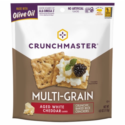 Crunchmaster Multi-Grain Aged White Cheddar Crackers Perspective: front