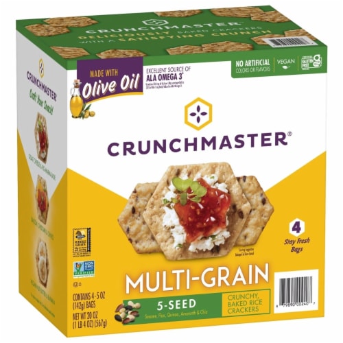 Crunchmaster 5 Seed Multi-Grain Cracker with Olive Oil, 20 Ounce Perspective: front