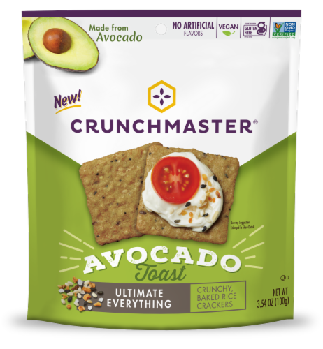 Crunchmaster® Avocado Toast Ultimate Everything Crunchy Baked Rice Crackers Perspective: front