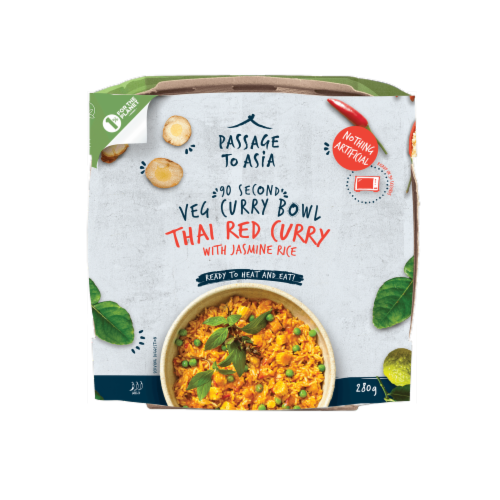 Passage to Asia Thai Red Curry with Jasmine Rice 90 Second Veg Curry Bowl Perspective: front