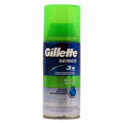 GILLETTE Shaving Gel 3 X Action Sensitive 2.5oz 70g Perspective: front